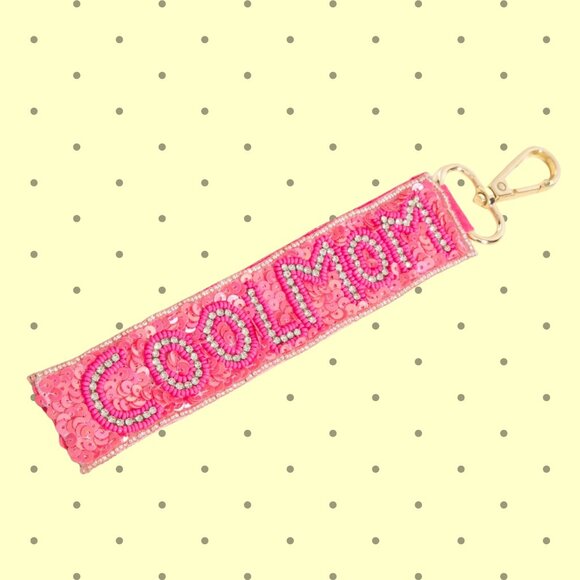 COOL MOM Seed Beaded Keychain Lanyard Bag Charm NEW - Picture 3 of 5